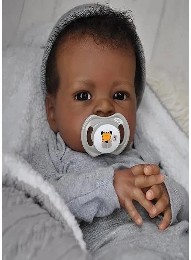 Zero Pam Reborn Baby Dolls Black Boys 20 Inch Black Baby Dolls, Realistic Reborn Boy Doll with Natural Hair, Real Looking Silicone Babies Cloth Body for Girl Boy Toys - Image 3